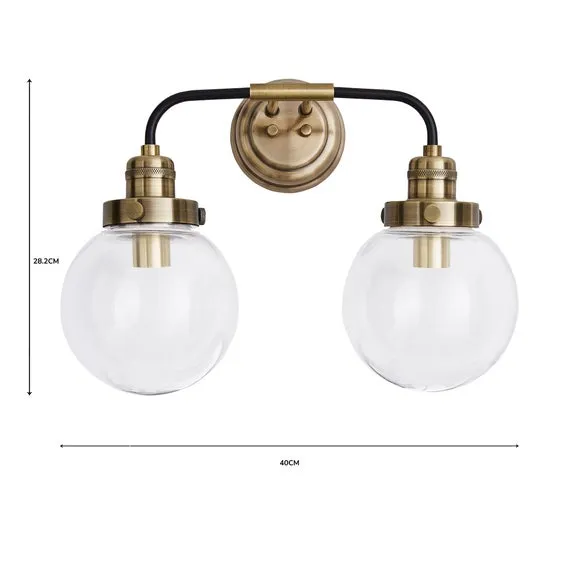 2 Light Wall Light - Antique Brass