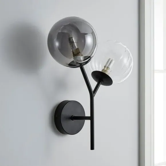 2 Light Wall Light - Black, Metal
