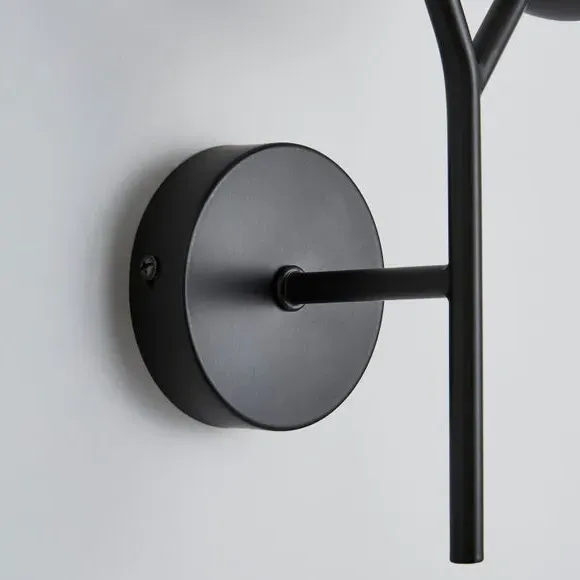 2 Light Wall Light - Black, Metal