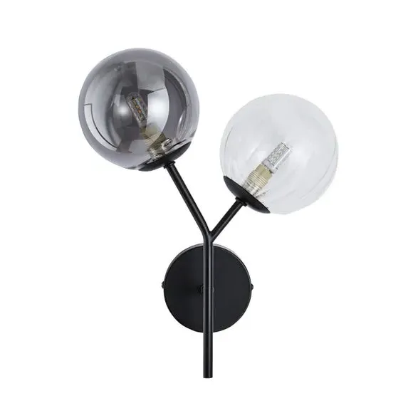 2 Light Wall Light - Black, Metal