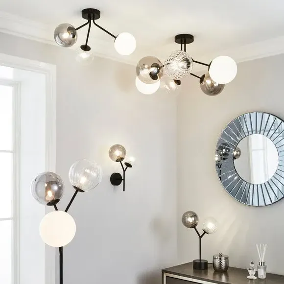 2 Light Wall Light - Black, Metal