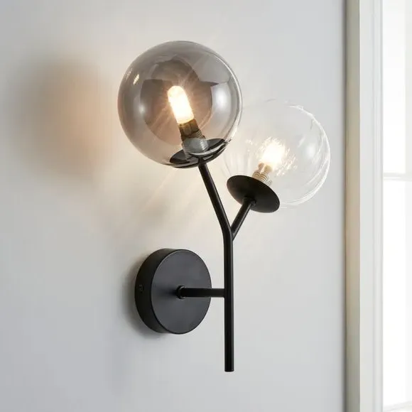 2 Light Wall Light - Black, Metal image