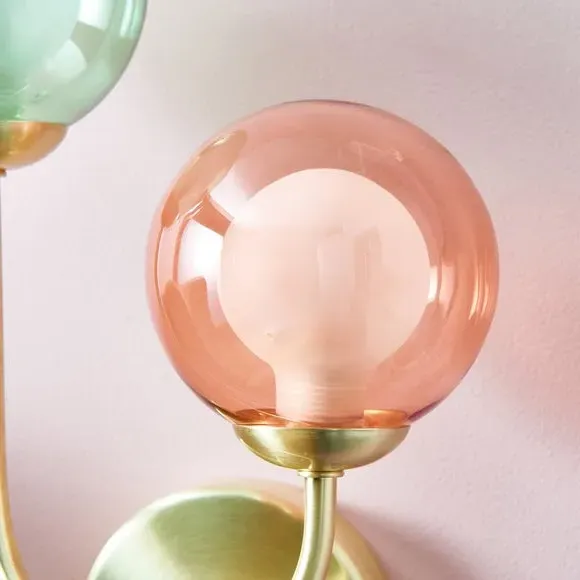 2-Light Wall Light - Multicolor, Metal & Glass