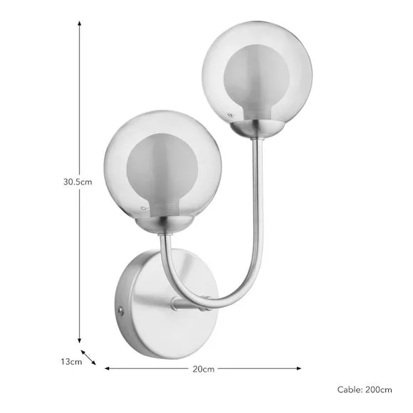 2-Light Wall Light - Multicolor, Metal & Glass