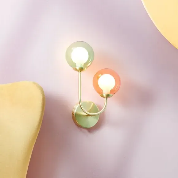 2-Light Wall Light - Multicolor, Metal & Glass image