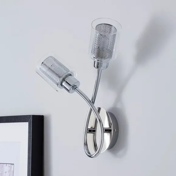 2-Light Wall Light with Curved Arms - Chrome