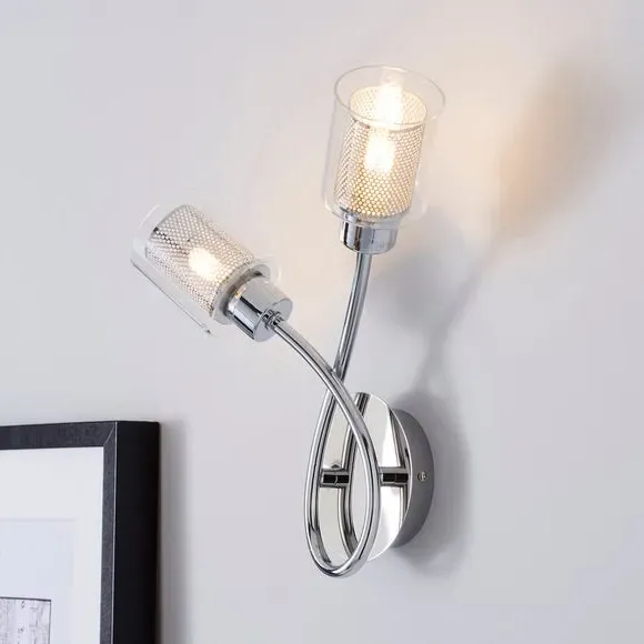 2-Light Wall Light with Curved Arms - Chrome