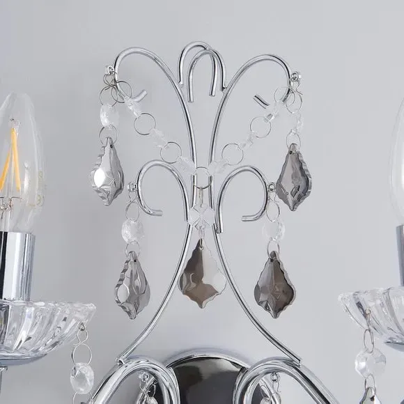 2-Light Wall Light with Droplets - Chrome