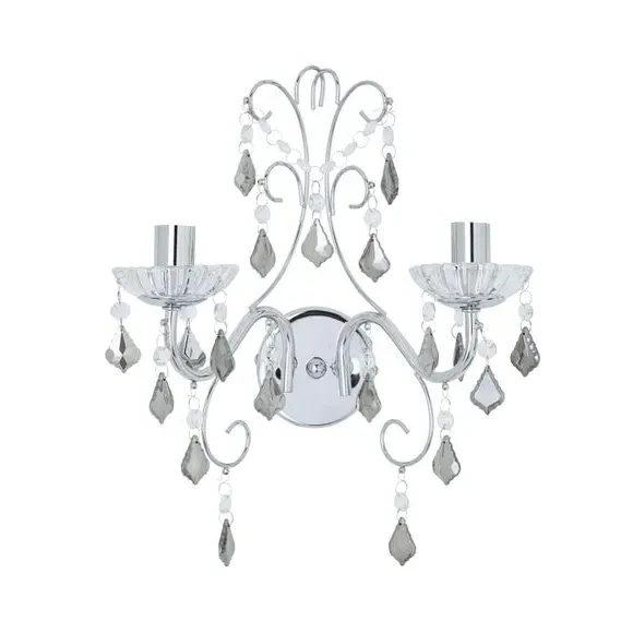 2-Light Wall Light with Droplets - Chrome