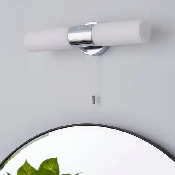 2-Light Wall Light with Pull Cord - Chrome