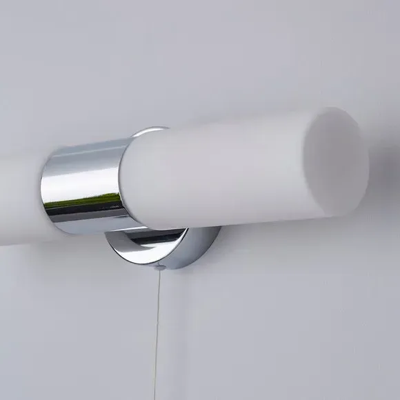 2-Light Wall Light with Pull Cord - Chrome