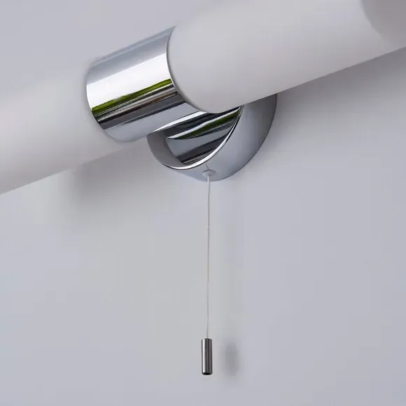 2-Light Wall Light with Pull Cord - Chrome