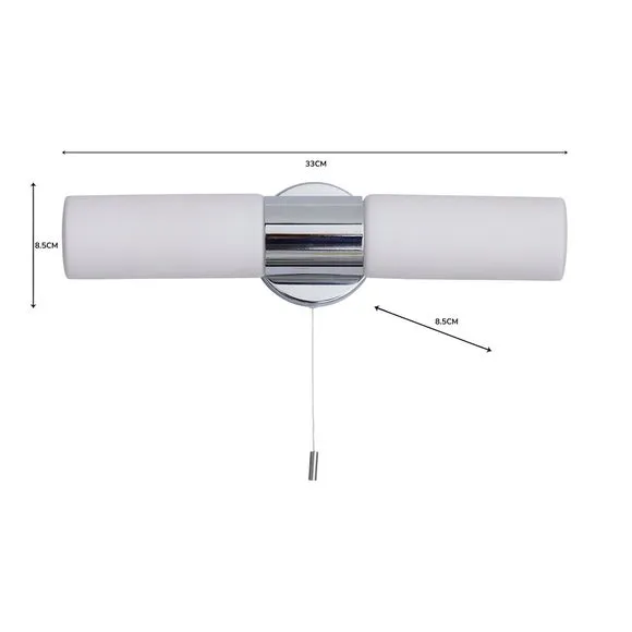 2-Light Wall Light with Pull Cord - Chrome