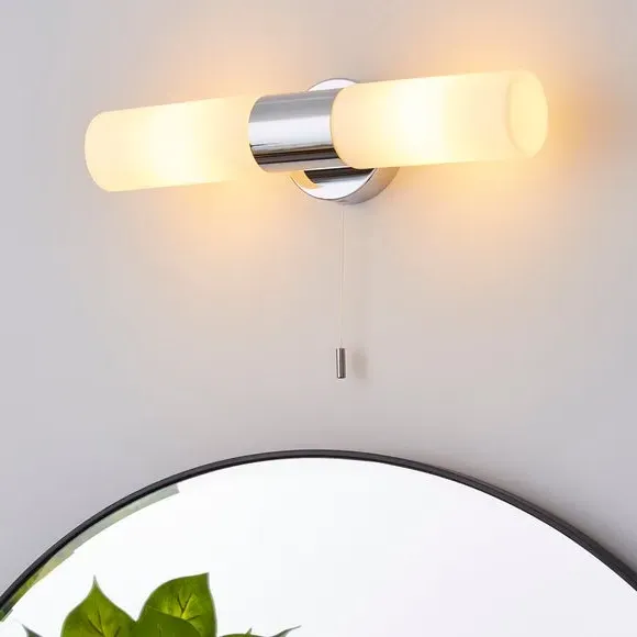 2-Light Wall Light with Pull Cord - Chrome image