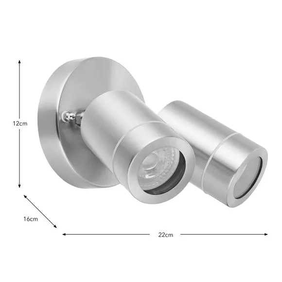 2-Light Wall Spotlight Adjustable - Silver Steel