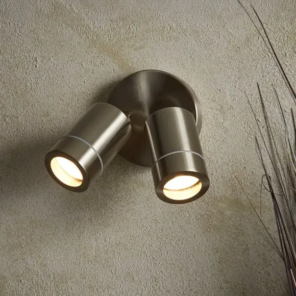 2-Light Wall Spotlight Adjustable - Silver Steel