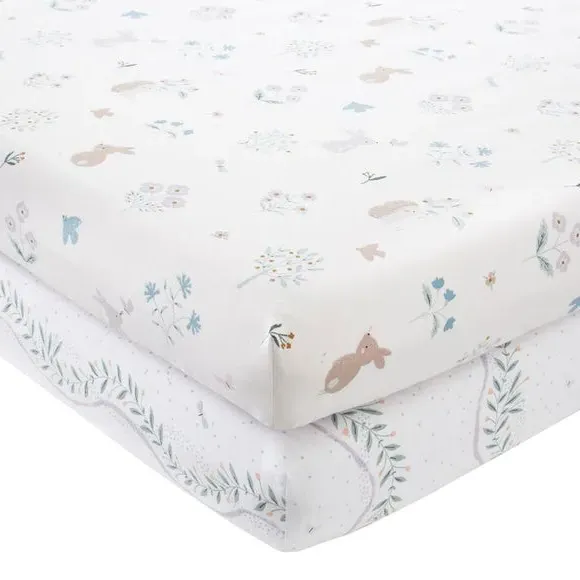 2-Pack Fitted Bed Sheets Bunny Design - Pink, Cotton