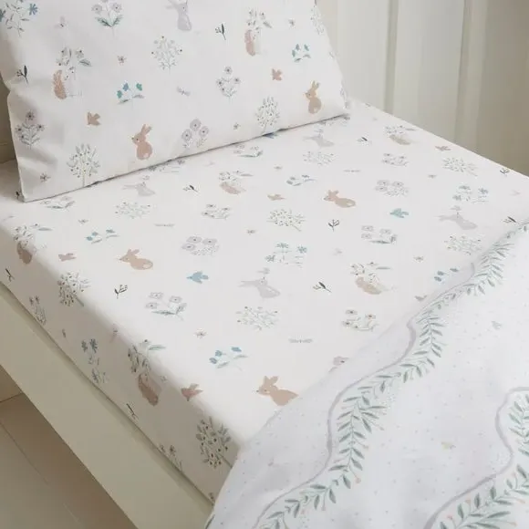 2-Pack Fitted Bed Sheets Bunny Design - Pink, Cotton