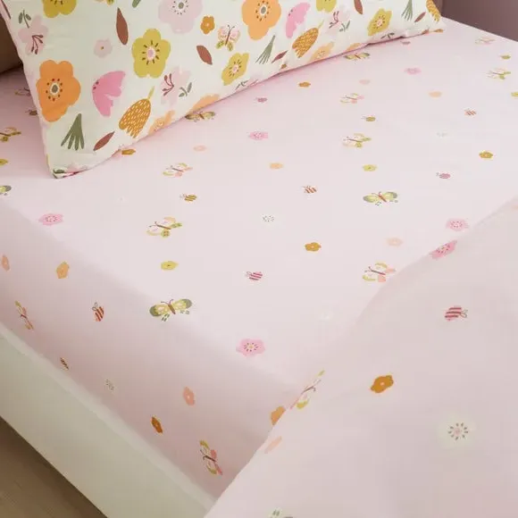 2-Pack Fitted Bed Sheets Butterfly Print - Pink
