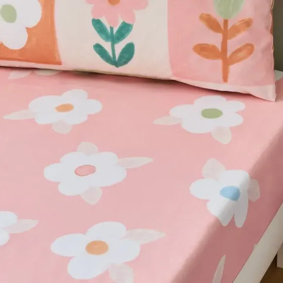 2-Pack Fitted Sheets Patchwork Floral - Pink