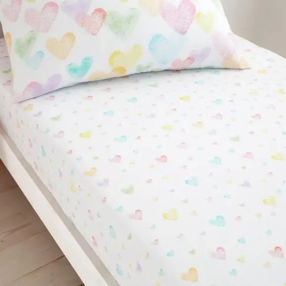 2-Pack Fitted Sheets Rainbow Hearts - Polycotton image