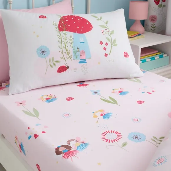 2-Pack Fitted Sheets Toadstool Fairies - Pink