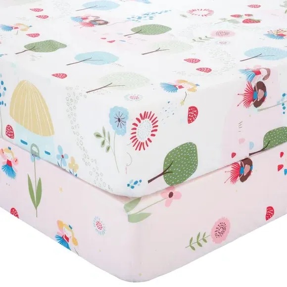 2-Pack Fitted Sheets Toadstool Fairies - Pink image