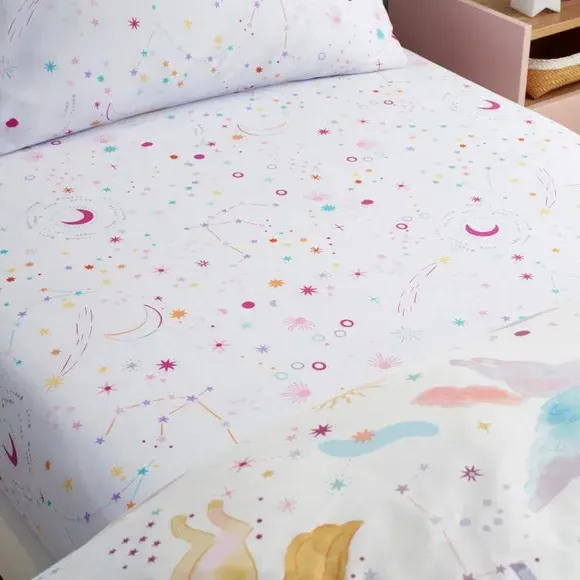 2-Pack Fitted Sheets Unicorn Design - Lilac, Polycotton