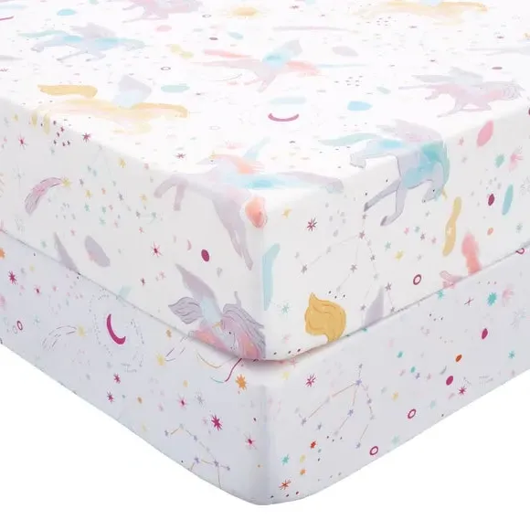 2-Pack Fitted Sheets Unicorn Design - Lilac, Polycotton image
