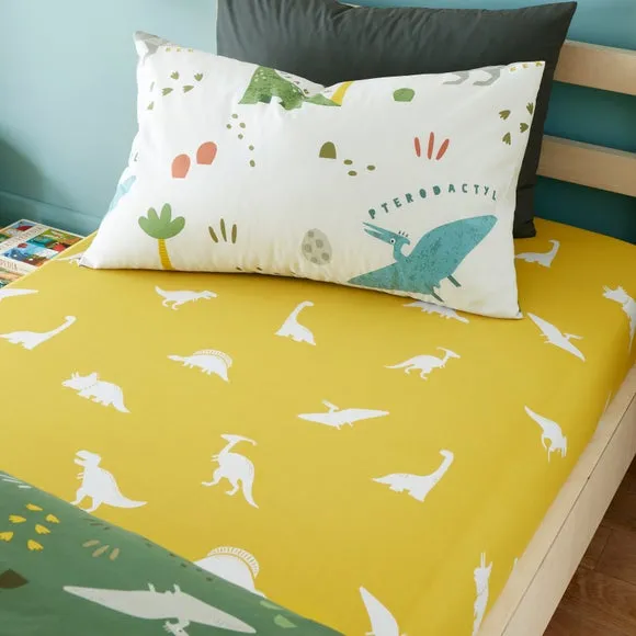 2-Pack Fitted Sheets with Dinosaur Print - Ochre image