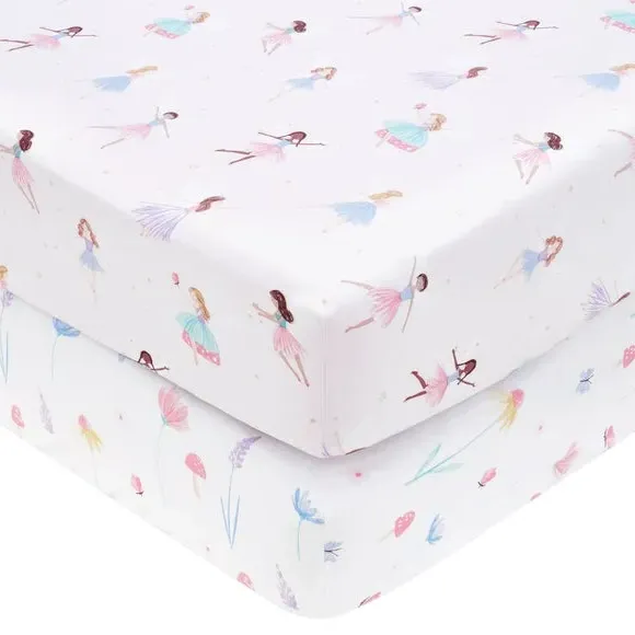 2-Pack Fitted Sheets with Fairy Design - Pink