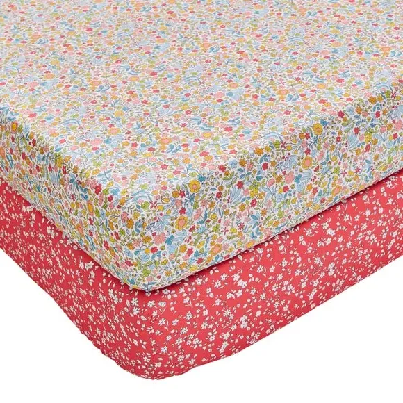 2-Pack Fitted Sheets with Frill - Multicolor, Cotton