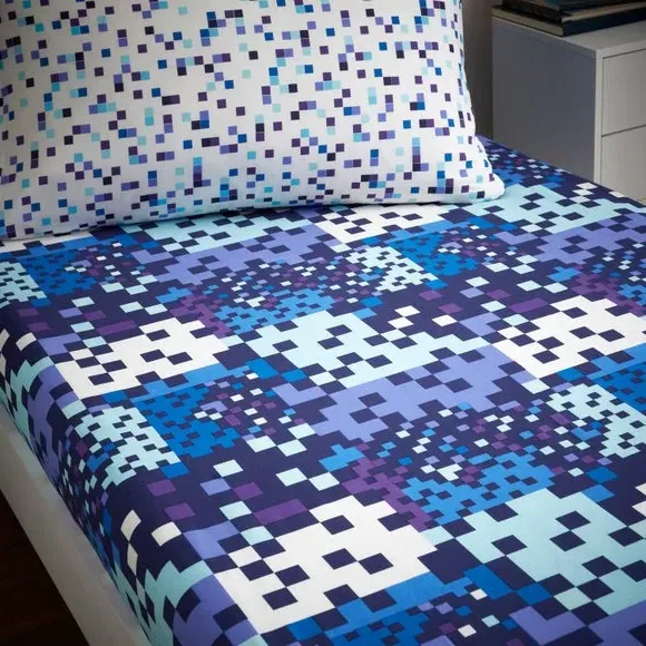 2-Pack Fitted Sheets with Pixel Design - Blue image