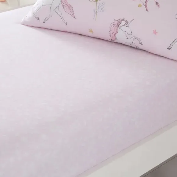 2-Pack Fitted Sheets with Unicorn Design - Pink