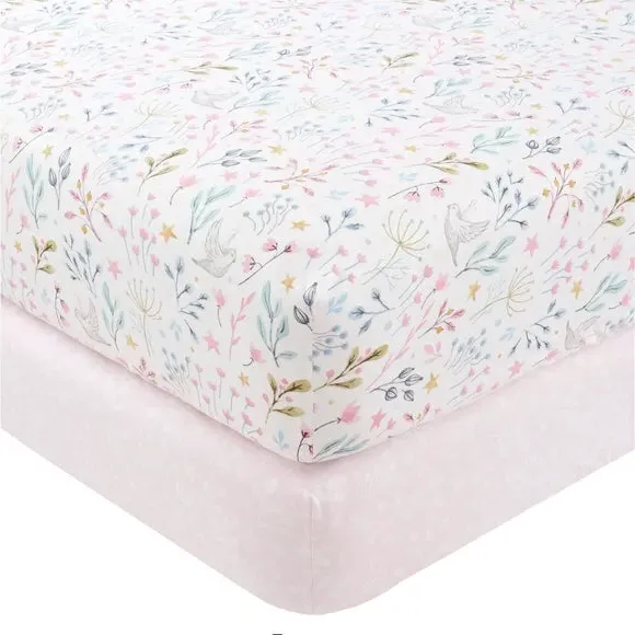 2-Pack Fitted Sheets with Unicorn Design - Pink