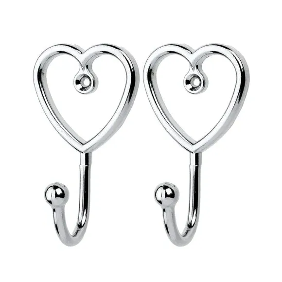 2-Pack Heart Curtain Hooks - Chrome, Metal image