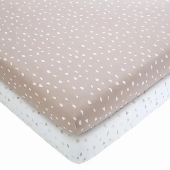 2-Pack Spotted Fitted Sheets - Pink, Cotton