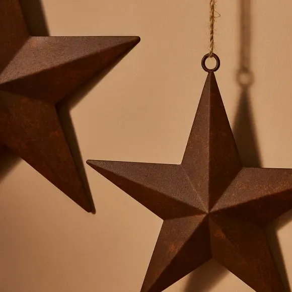 2-Pack Star Hanging Decorations - Brown, Metal