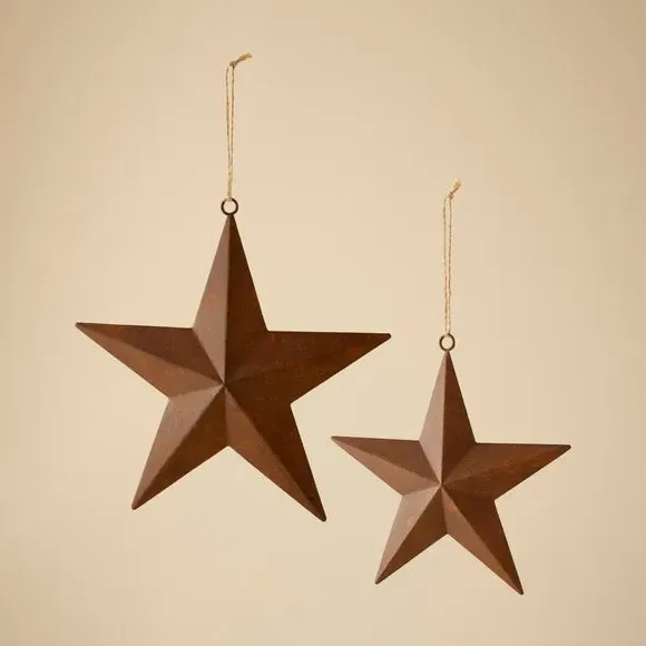 2-Pack Star Hanging Decorations - Brown, Metal