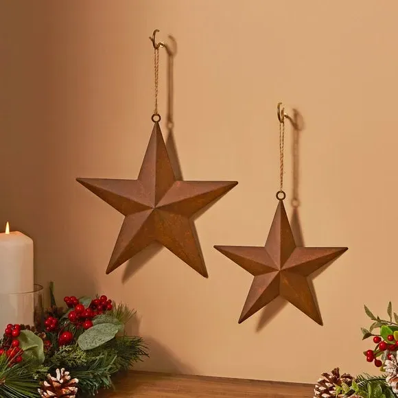 2-Pack Star Hanging Decorations - Brown, Metal image