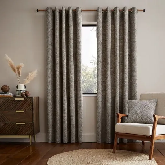 2-Panel Eyelet Curtains Global Design - Chocolate