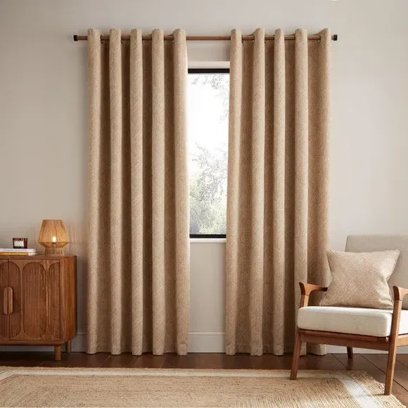 2-Panel Eyelet Curtains Global Design - Honey