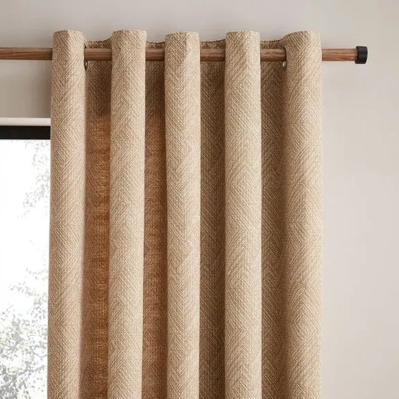 2-Panel Eyelet Curtains Global Design - Honey