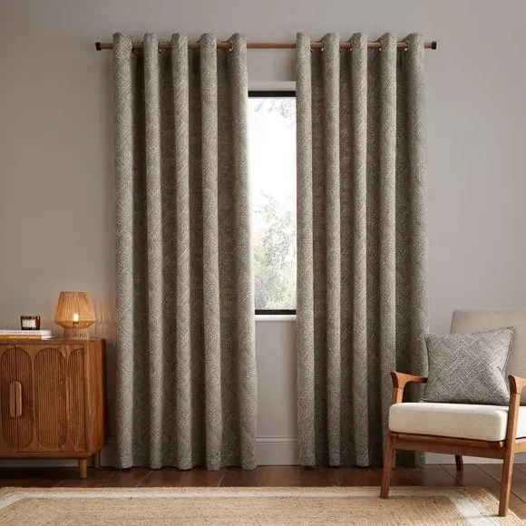 2-Panel Eyelet Curtains Global Design - Light Brown