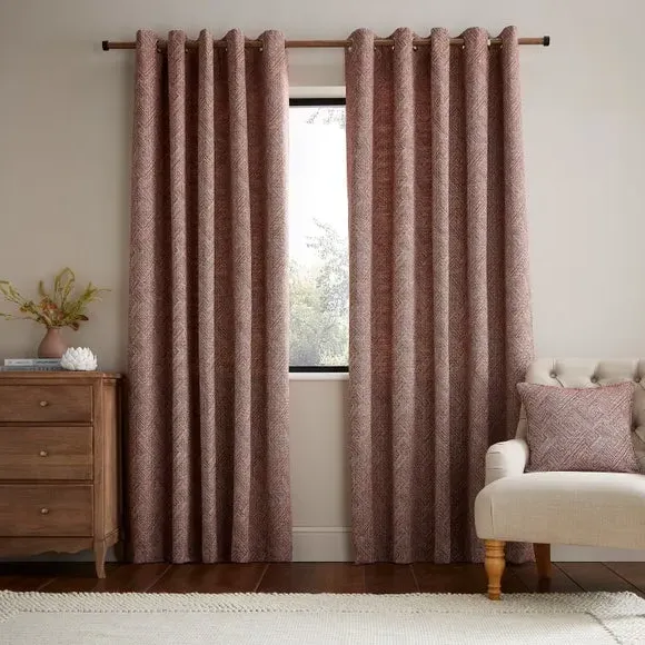 2-Panel Eyelet Curtains Global Design - Red