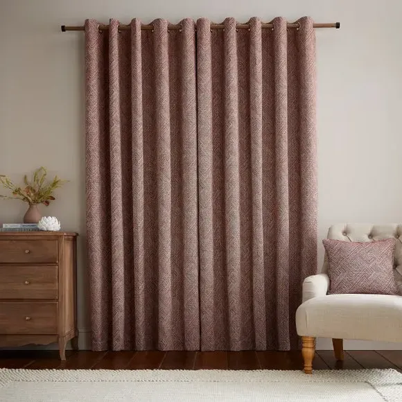 2-Panel Eyelet Curtains Global Design - Red