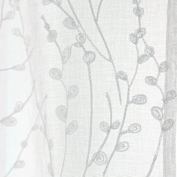 2-Panel Voile Curtains with Embroidery - White