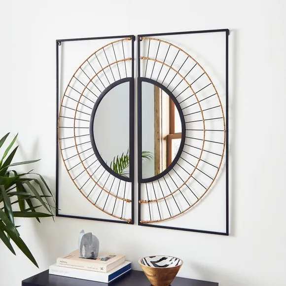 2-Panel Wall Art with Mirror - Multicolor, Iron