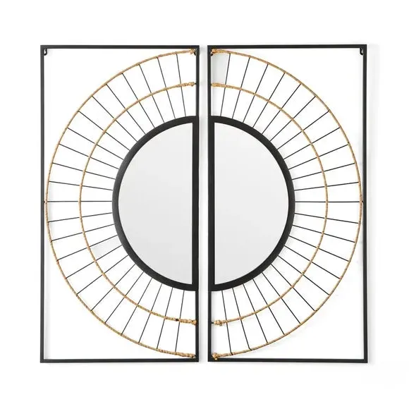 2-Panel Wall Art with Mirror - Multicolor, Iron