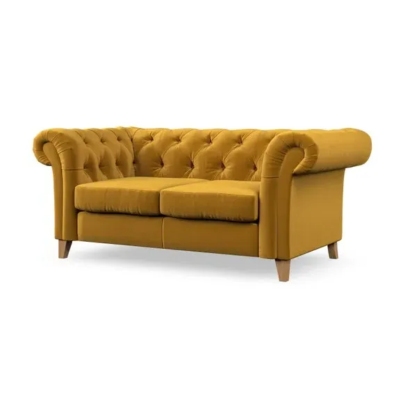 2-Seater Chesterfield Sofa - Amber, Velvet
